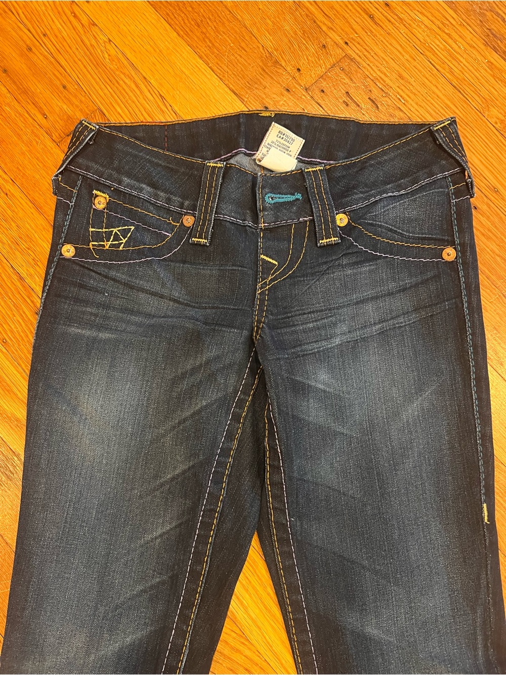 Vintage True Religion Rockstar Gina Low Rise Dark Blue Stretch Jeans Size 25